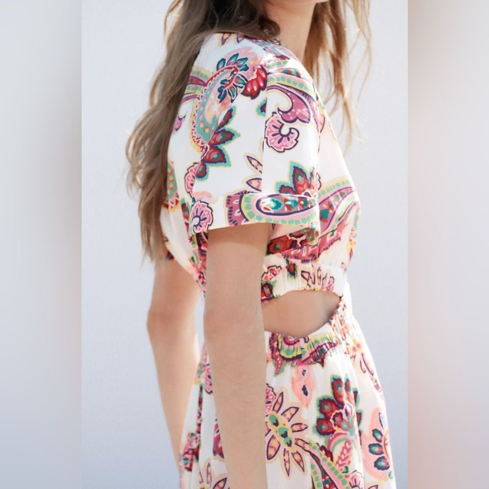 ZARA CUT OUT PRINTED POPLIN DRESS - Picture 6 of 12